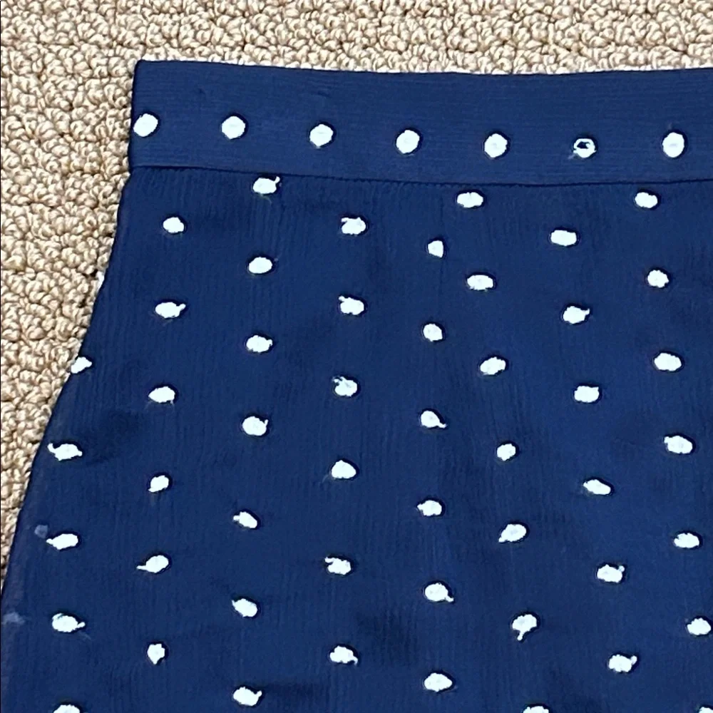 Anthropologie Hutch Ruffled Clip Dot Mini Skirt size 12 Navy Blue White